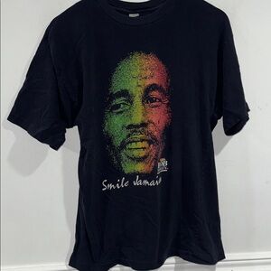 Bob Marley tee vintage smile Jamaica Black Graphic T-Shirt xl faded tag